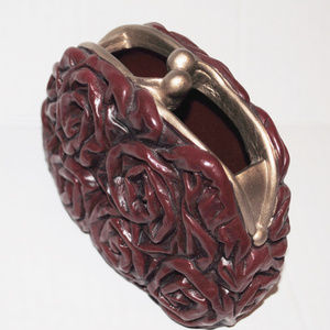 Carved Resin Rose Design Holder Vase Hand-Painted